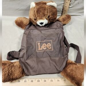 Vintage Lee Jeans Teddy Bear Plush Backpack Used Clean Great Shape